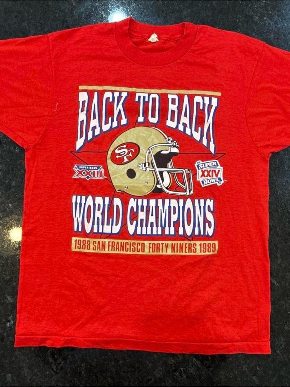 Vintage San Francisco 49ers 1988/89 Superbowl World Champions NFL T-Shirt - L